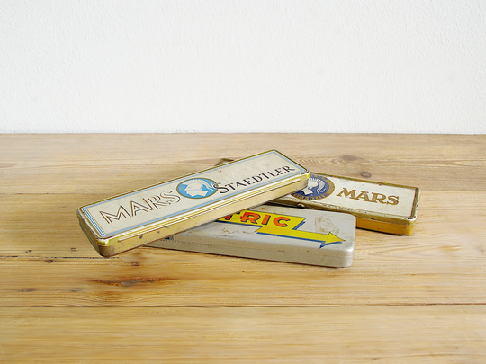Vintage Pencil Tin, Metal Pen Case, Mars Staedtler, Office Supply, Desk Storage Box, Industrial Office, Stationery Old, Travel Cases