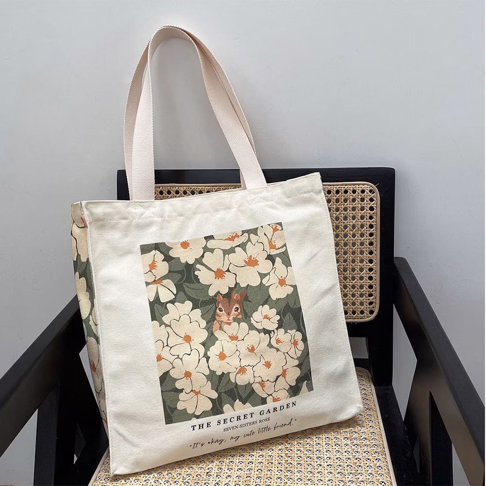 Tote Bag|Flowers Shoulder Bag|The Secret Garden Oil Painting Bag| Canvas Bag|Art Bag|Beach Bag|Bridesmaid Bags|Bachelorette Gift