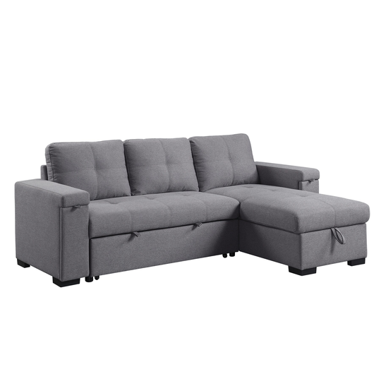 Upholstered Sectional Sofa With Tufted in Dark Gray