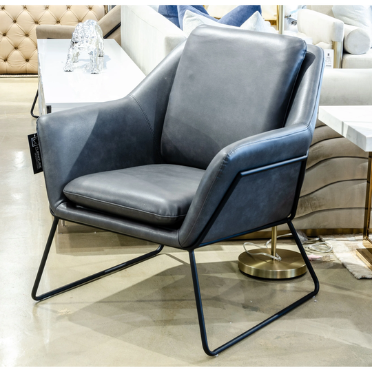 Modrest Jennifer Industrial Dark Grey Eco-Leather Accent Chair