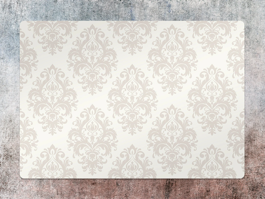 Beige Damask Chair Mat, Orange Vinyl Floor Protective Victorian Splat Pad, Flooring, Gift Idea