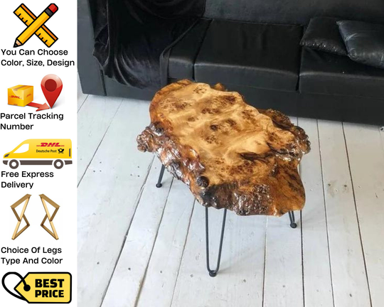 Unique Table Made Of Natural Wood, Country House Style, Live Edge Console Table, Entryway Wood Slab, Rustic Wooden Dresuar