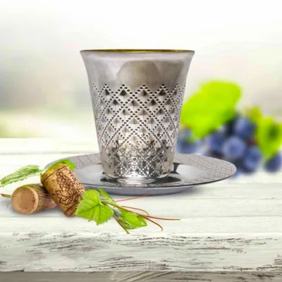 Plastic Diamond Wine Kiddush Cup/ Kiddish Cup Silver 5 Oz - Set Of 10