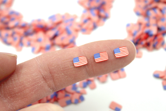 Micro American Flags - 100 Pack Extra Tiny Polymer Clay Patriotic Slime Crafts, Scrapbooking, 4Th Of July, Memorial Day Miniature
