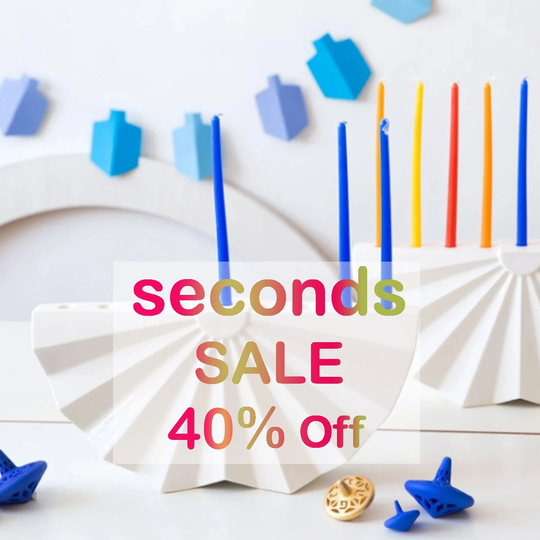 Imperfection Sale - 40% Off Modern Hanukkah Menorah- White Ceramic Chanukia Contemporary Judaica, Origami Menorah Handmade in Israel