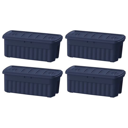 Rubbermaid 50 Gallon Stackable Storage Container, Dark Indigo Metallic (4 Pack)