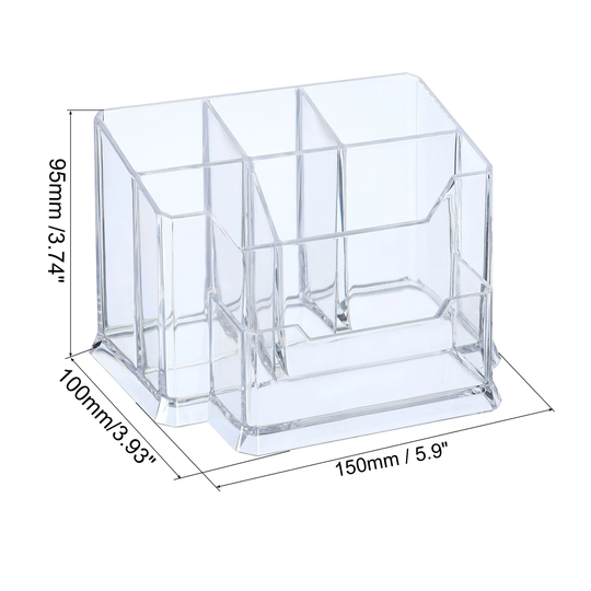 Business Card Holder Plastic 5 Slots Desktop Name Cards Display Stand - Clear