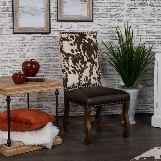 Mesquite Ranch Leather and Faux Cowhide Side Chair