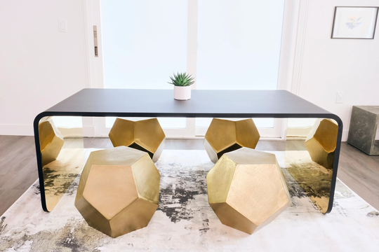Curved Waterfall Table | Minimal Dining Mid Century Modern Stone Like Low Furniture