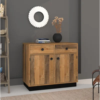 Nahunta 37" Wide 2 Drawer Pine Wood Sideboard