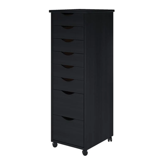 Adeptus Black Solid Wood 6 plus 2 Drawer Roll Cart