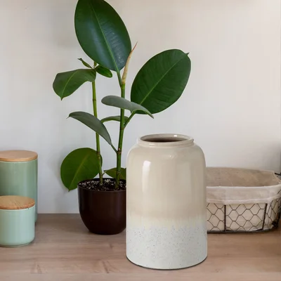 Bingaman Beige 8.75'' Ceramic Table Vase