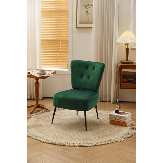 Velvet fabric accent slipper chair