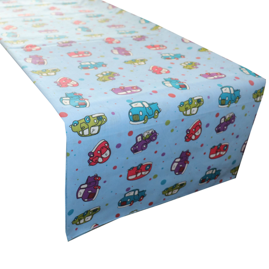 Cars & Trucks Print Cotton Table Runner Home Décor/Wedding Parties Events Birthday Display Dresser Coffee & Side