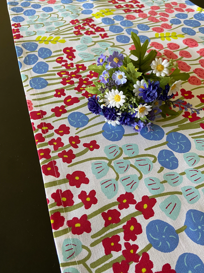 Meadow Cotton Table Runner Floral Linen