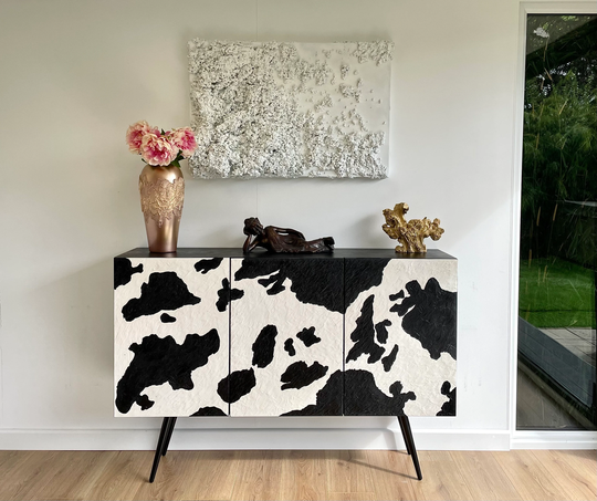 Cow Print Textured Sideboard. Custom Made. Bespoke Furniture