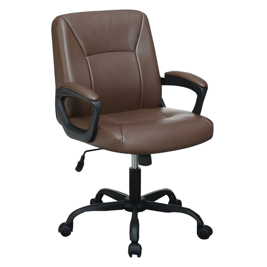 Office Chair with Curved Arms and Leatherette Upholstery, Brown
