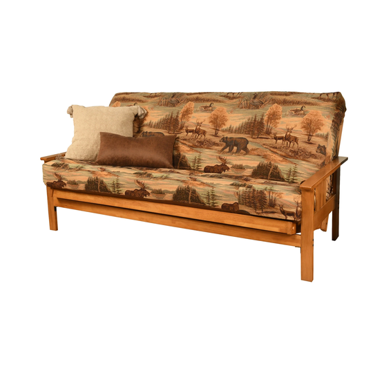 Somette Monterey Sofa in Butternut Finish with Removable Printed Mattress Cover