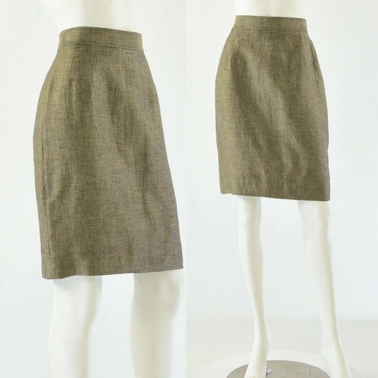 Salvatore Ferragamo 100% Linen Pencil Skirt Womens 4 Us Made in Italy