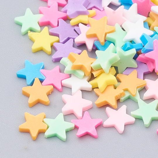 Assorted Color Polymer Clay Star Cabochons, Not Drilled, Brightly Colored Beads For Diy Epoxy & Uv Resin, Sold in Lots Of 100