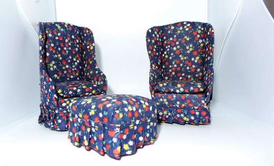 Vintage Dollhouse Chairs & Ottoman