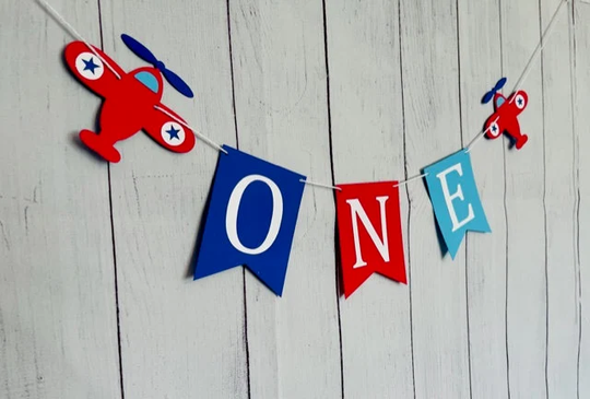 Airplane High Chair Banner, One Party Decor, Babys First Birthday Banner