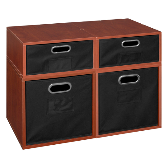 Noble Connect Storage Set- 2 Full Cubes/2 Half Cubes with Foldable Storage Bins- Cherry/Black