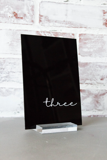 Black Acrylic Table Numbers, Parties, Bridal Showers, "5x7", Wedding Sign, Modern Wedding, Script, Elegant