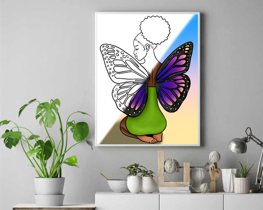 Butterfly Wings Pre Drawn Outline Diy Stretched Canvas Panel For Adults Teens Paint Party Lady Hats & Sip Wholesale Bulk