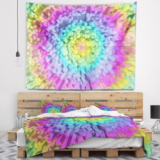 Designart 'View of Colorful Geometric Shapes' Abstract Wall Tapestry