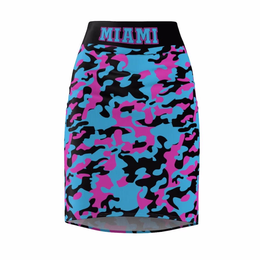 Thatxpression Fashion Home Team Miami Florida Women's Camo Pencil Skirt