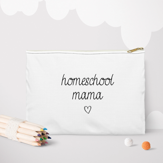 Minimalist Pencil Pouch, Case, Homeschool Mama, Accessory Makeup Bag, Gift For Mom, Zip School Supplies, Birthday