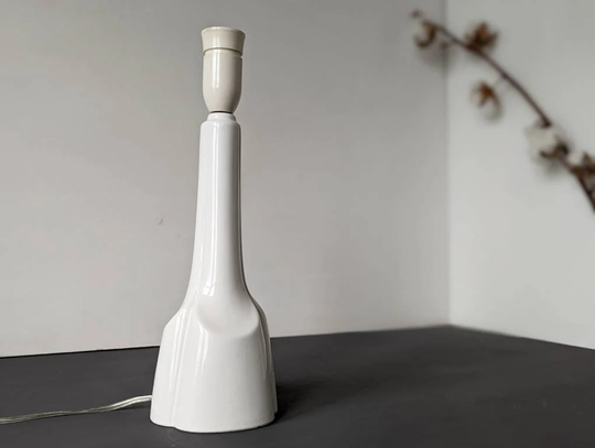 Danish Vintage Table Lamp. Søholm. Scandinavian Minimalism, 1970S Tall, Slender & White Lamp, Made in Denmark. Design. Mid Century