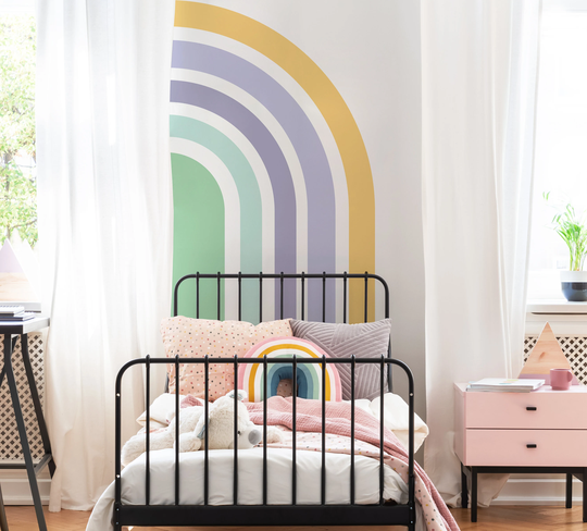 Large Rainbow Wall Decal, Colorful Sticker, Unisex Rainbow, Nursery Wall Sticker, Pastel Mural, Bedroom Decor, Decal 01