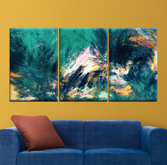 Abstract Painting Green Color Texture, Yellow-White, Color Details, Bright Background, Creative, Fractal Artwork, Abstract Painting, Canvasdesign