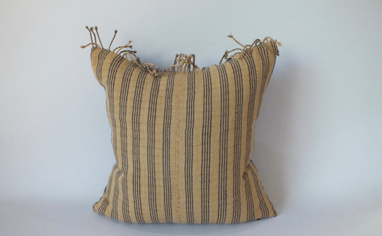 Mustard Yellow & Brown Sofa Pillow Case Hand Woven Accent Throw Cover Frazada Bed Cushion Pastel Colour Decorative Textile