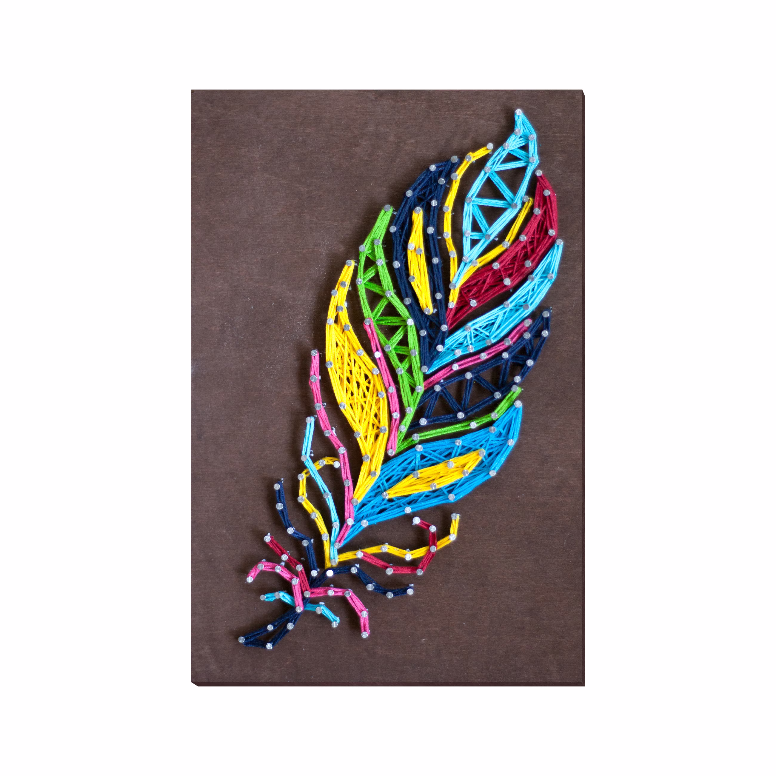 string Art Creative Diy Kit "Multicolored Feather" 7.5"x11.4"/19.0x29.0 cm, Wall Decor, Abris A03