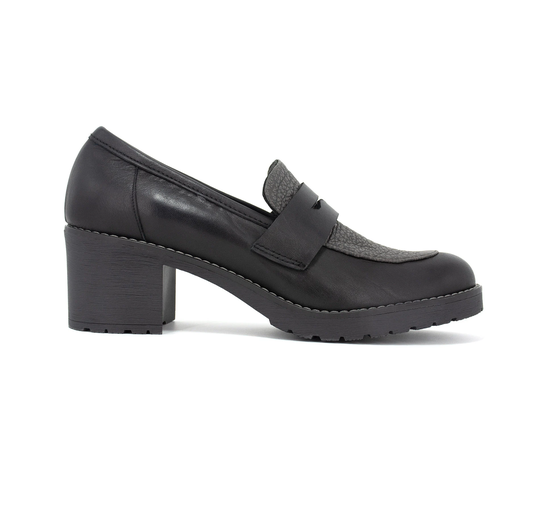Women's Penny Loafer With Heel, Women's Shoes, Loafer Black Womens, Gray Heels, Loafer Platform, Custom Heels, Shoes For Womens
