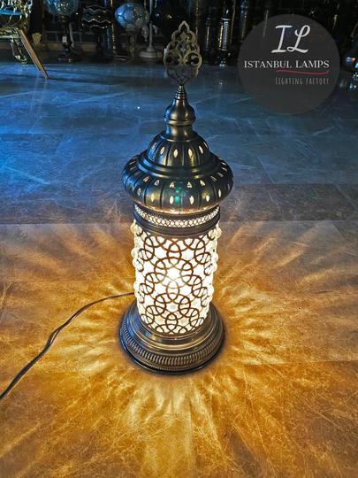 Turkish Cylinder Blown Glass Table Lamp Shade