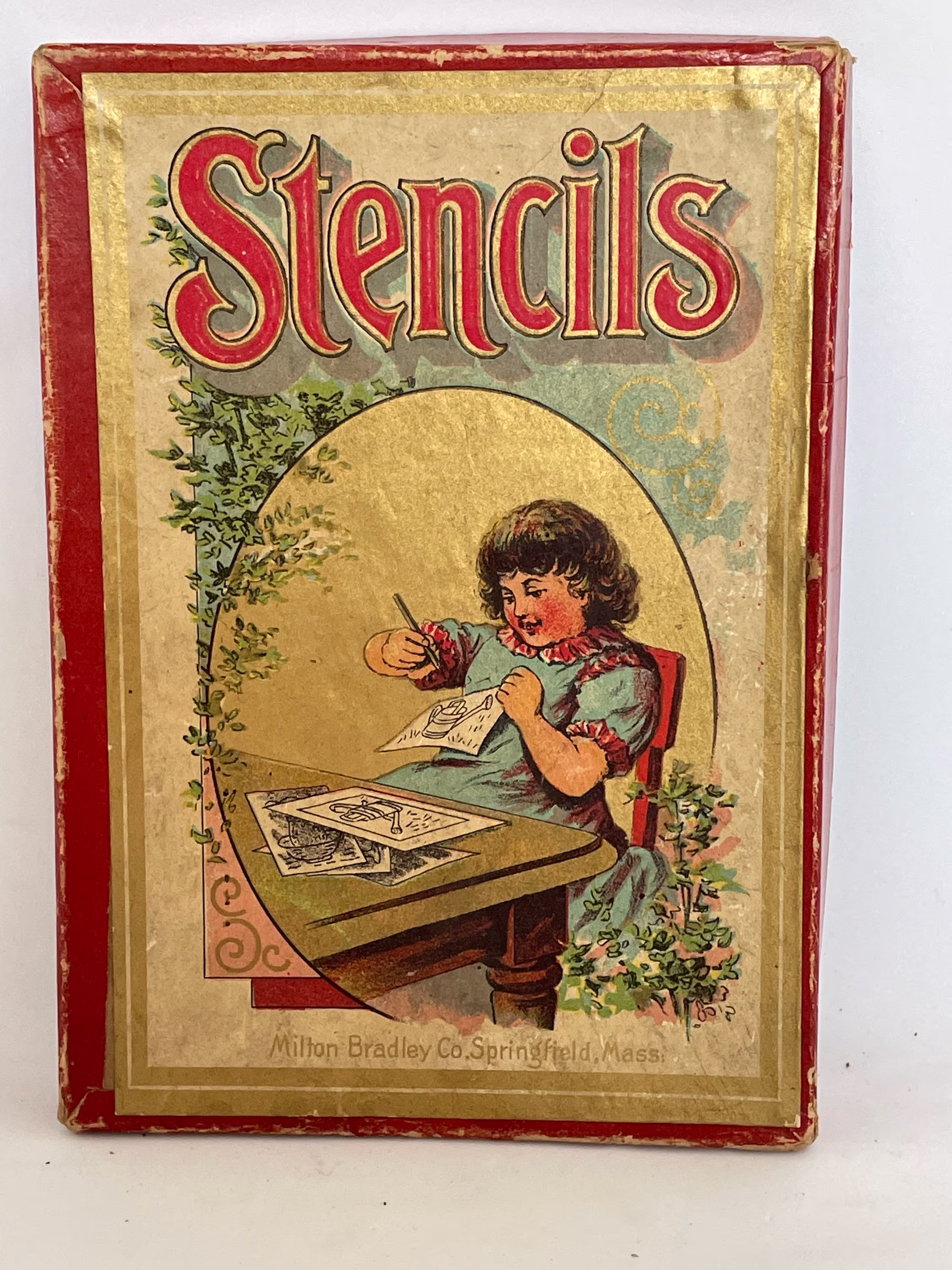 Antique Vintage Stencils Milton Bradley Art Drawing Tracing Paper Game