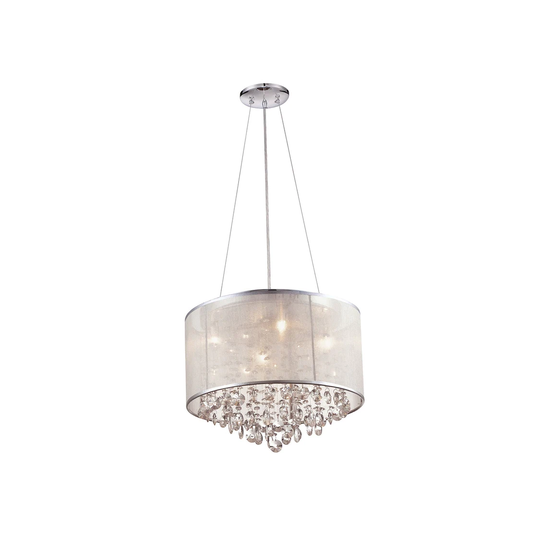 Avenue Lighting Four Light Dual Mount/Flush & Hanging Riverside Dr. Silver Organza Silk - Exact Size