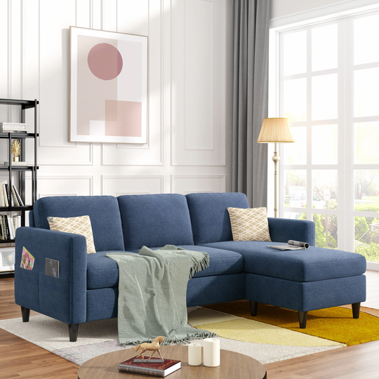 L-Shape Reversible Sectional Sofa with Handy Side Pocket