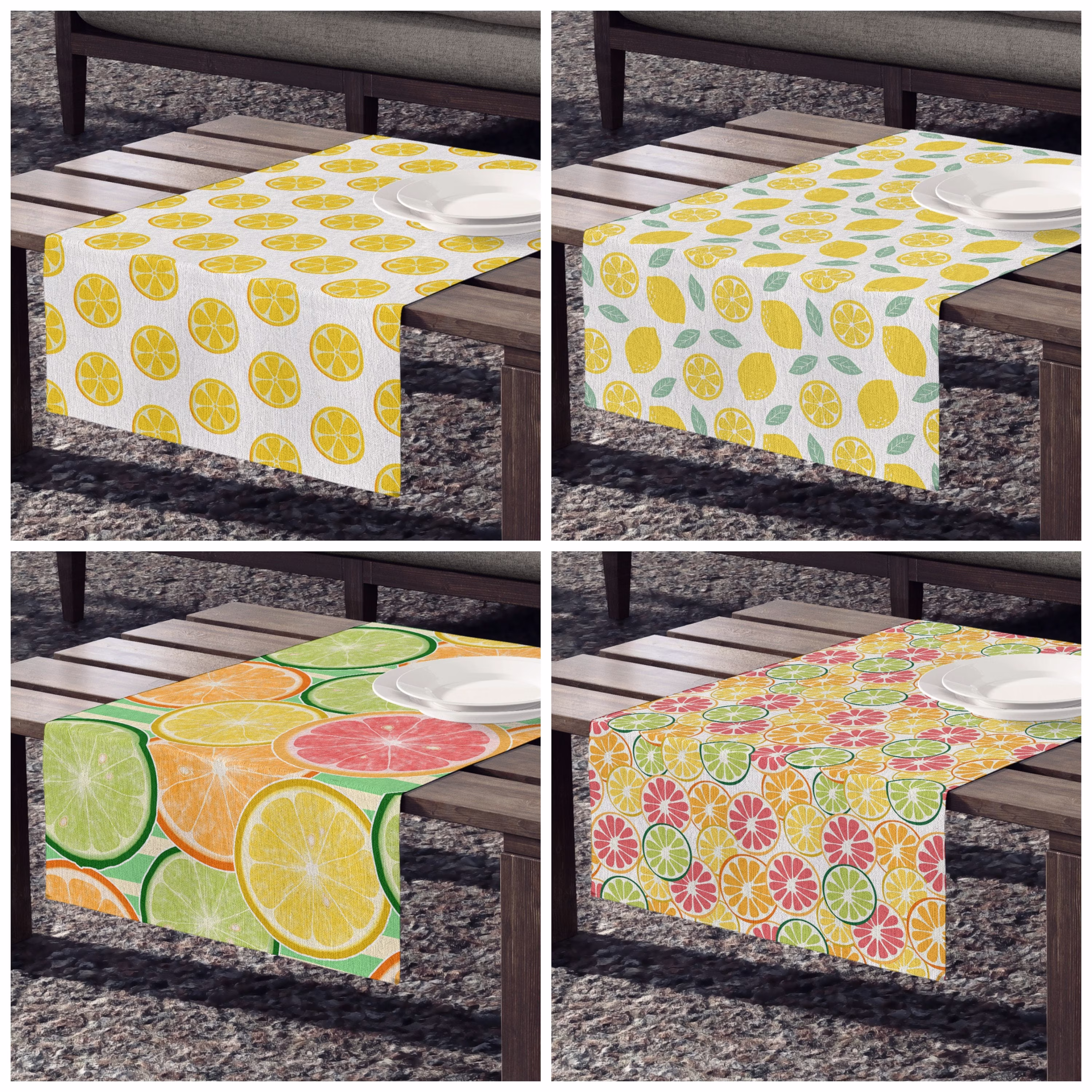 Lemon Table Runner, Fruit Table Runner, Citrus Garden Slice Fresh Kitchen Decor, Centerpiece