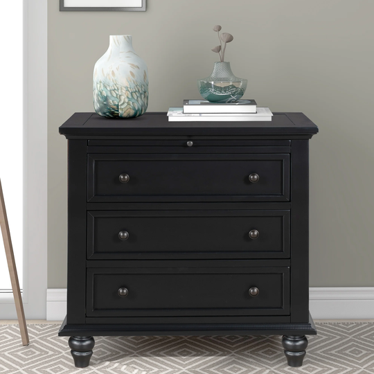 3 Drawer Storage Wood Cabinet, End Table with Pull out Tray for Entryway, Kitchen, Living Room