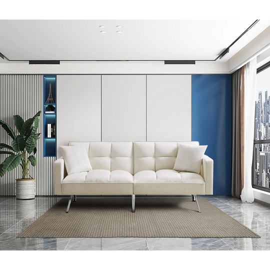 Convertible Folding Futon Sofa Bed Velvet Adjusting Backrest Loveseat Sofa