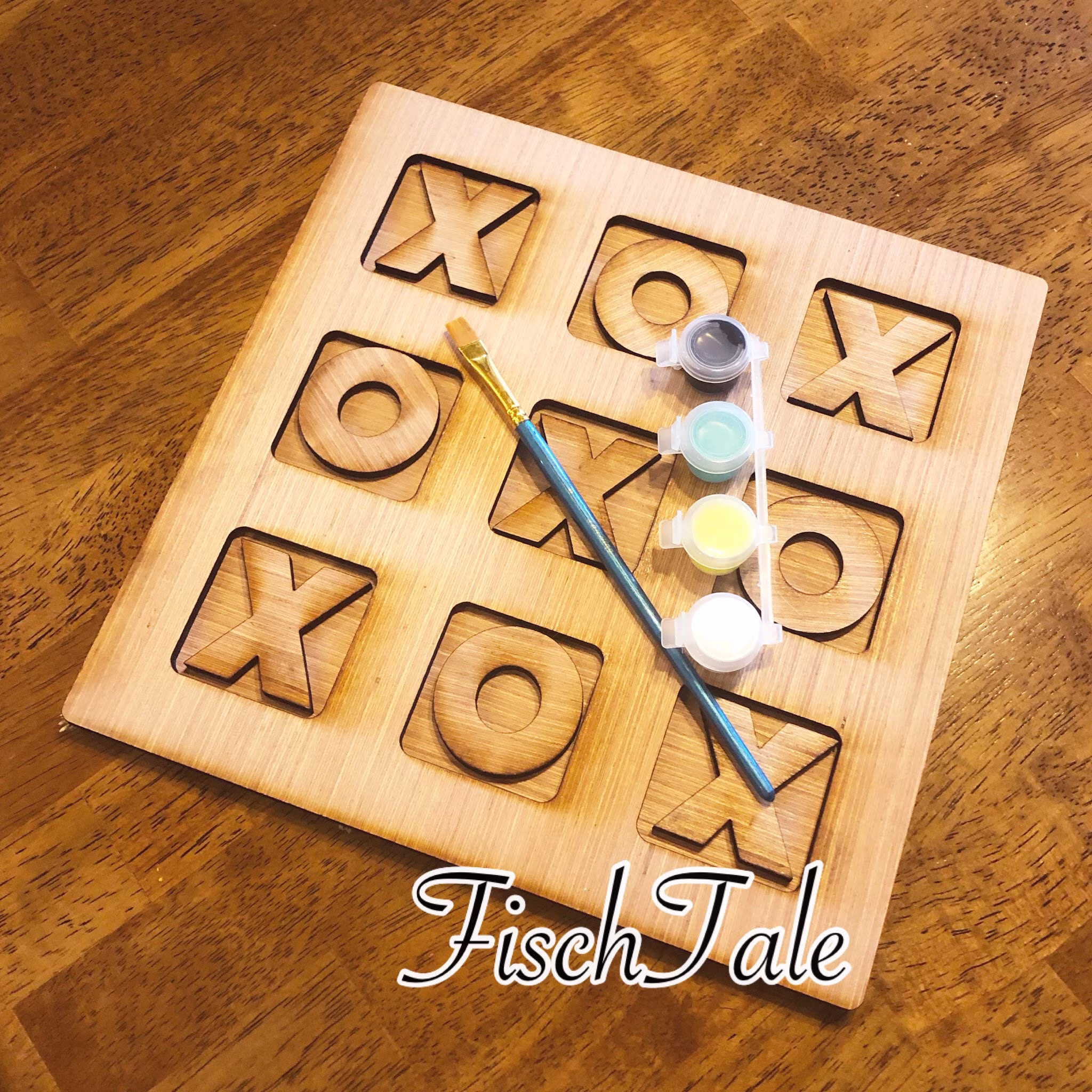 Diy Tic Tac Toe Kit - Art With Paint & Brush Game Kid's Craft Project Adults Too