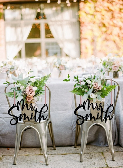Custom Wedding Chair Signs, Laser Cut Sign, Name Better Together