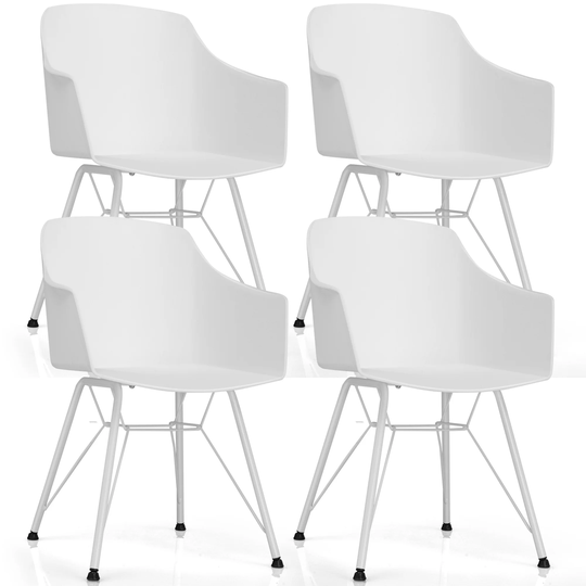 Gymax 4PCS Modern Dining Chair Plastic Arm Chair Home Office w/ Metal - See Details