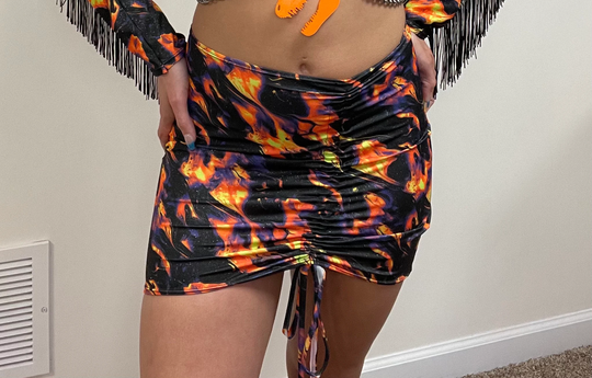 Pre-Order Up in Flames Ruched Skirt