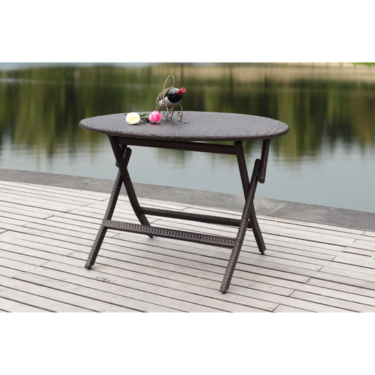 Safavieh Outdoor Living Brown PE Wicker Round Folding Table - 40.9"x40.9"x29.1"
